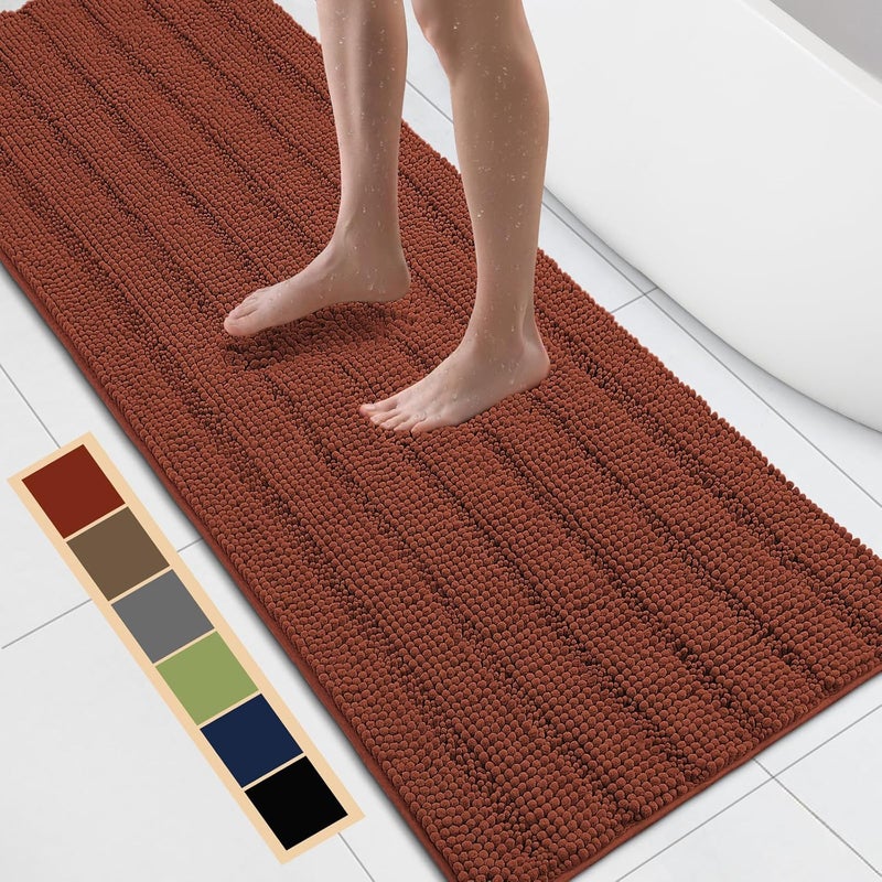 Bcoimo 70"×24" Chenille Bath Mat – Non-Slip with Backing Bath Rug Ultra-Absorbent and Machine Washable Bathroom Mat Quick-Dry Design. Ideal for Bathroom and Tub Areas - Image 1